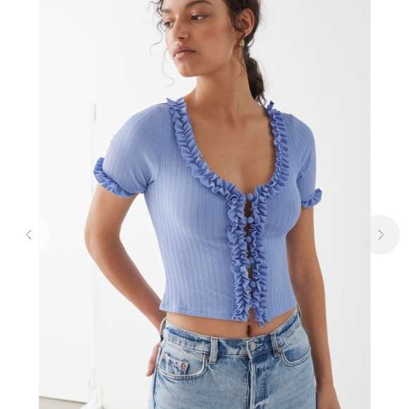 & Other Stories Sweaters - & Other Stories Cropped Ruffle Cardigan